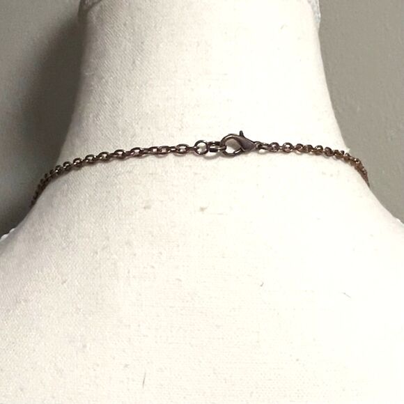 Peach Beads Copper Tone Chain Large Flower Pendant Boho Necklace - Picture 7 of 8